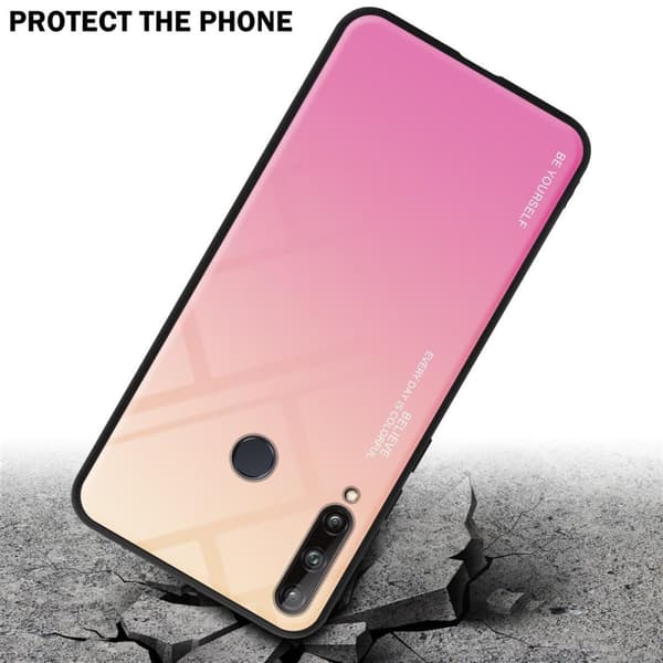 Huawei P40 LITE E Suojakuori Suojakotelo Kaksivärinen joka on valmistettu TPU-silikonista ja jonka takaosa on valmistettu karkaistusta lasista