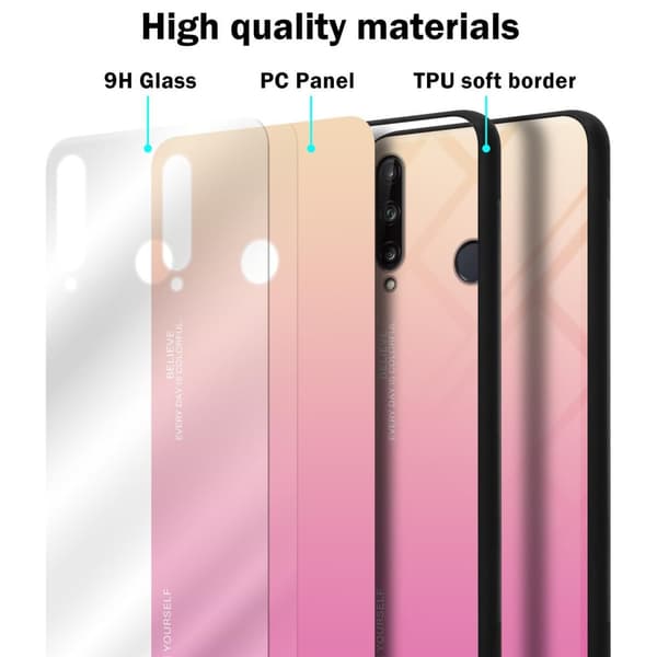 Huawei P40 LITE E Suojakuori Suojakotelo Kaksivärinen joka on valmistettu TPU-silikonista ja jonka takaosa on valmistettu karkaistusta lasista