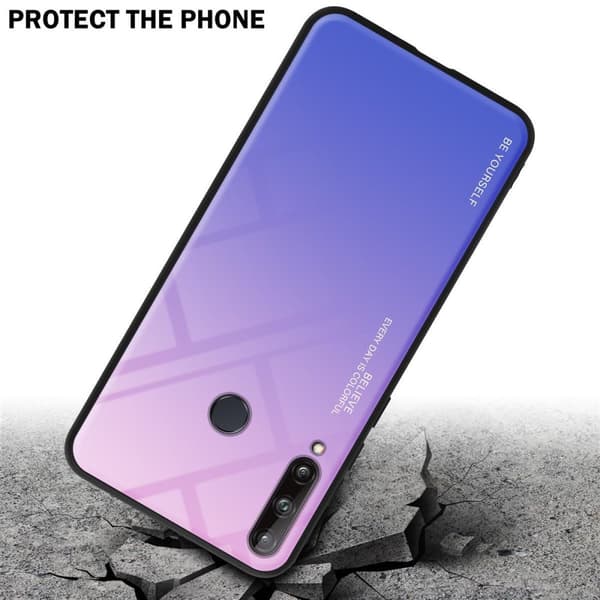 Huawei P40 LITE E Suojakuori Suojakotelo Kaksivärinen joka on valmistettu TPU-silikonista ja jonka takaosa on valmistettu karkaistusta lasista