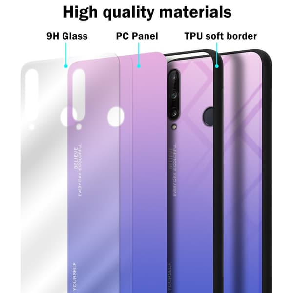 Huawei P40 LITE E Suojakuori Suojakotelo Kaksivärinen joka on valmistettu TPU-silikonista ja jonka takaosa on valmistettu karkaistusta lasista