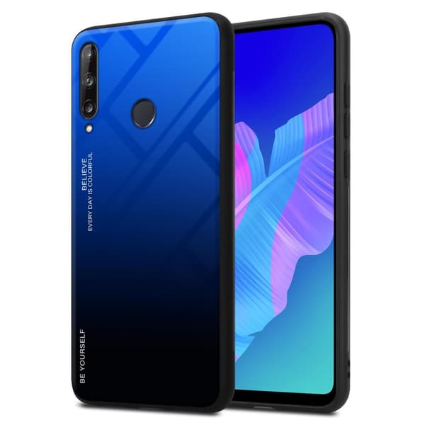 Huawei P40 LITE E Suojakuori Suojakotelo Kaksivärinen joka on valmistettu TPU-silikonista ja jonka takaosa on valmistettu karkaistusta lasista