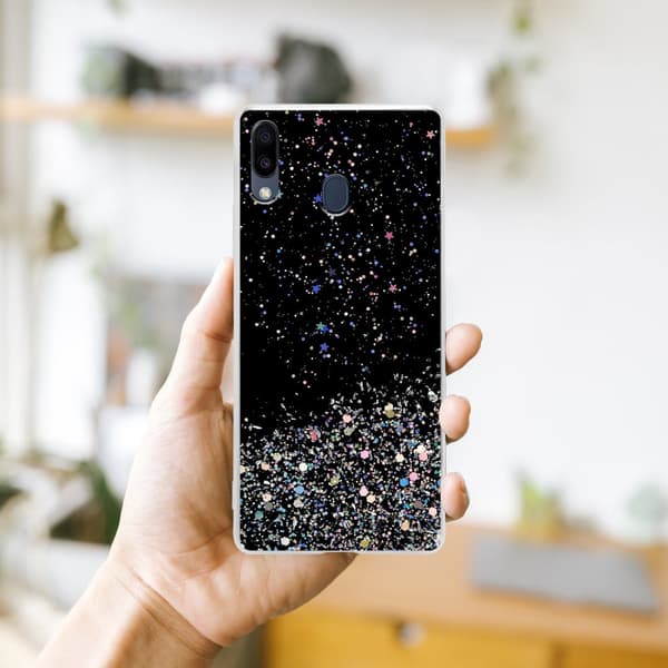 Deksel til Samsung Galaxy M20 med glitrende glitter