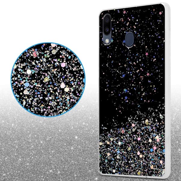 Deksel til Samsung Galaxy M20 med glitrende glitter