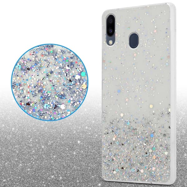 Deksel til Samsung Galaxy M20 med glitrende glitter