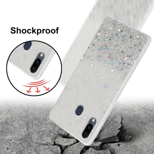 Deksel til Samsung Galaxy M20 med glitrende glitter