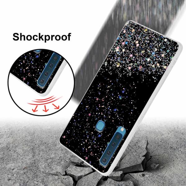 Samsung Galaxy A9 2018 Suojakuori Suojakotelo joustavasta TPU-silikonista jossa on kimaltelevaa glitteriä