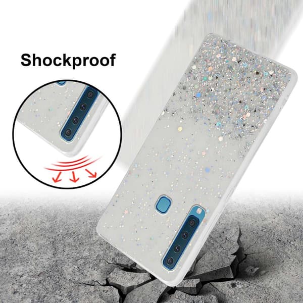 Samsung Galaxy A9 2018 Suojakuori Suojakotelo joustavasta TPU-silikonista jossa on kimaltelevaa glitteriä
