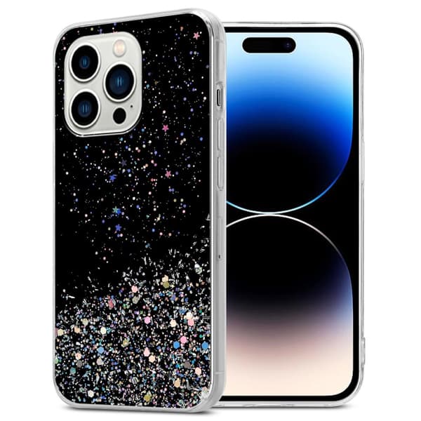 iPhone 14 PRO MAX Suojakuori Suojakotelo joustavasta TPU-silikonista jossa on kimaltelevaa glitteriä