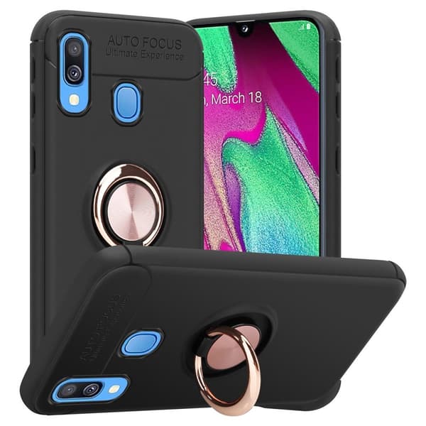 Samsung Galaxy A40 Skal Skyddsfodral Fodral med fokusring av TPU-silikon SVART - ROSE GULD