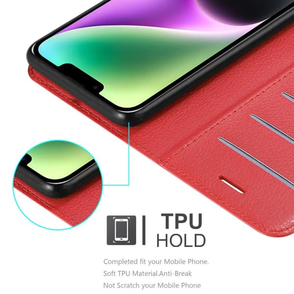 Deksel til iPhone 14 Lommebokdeksel med magnetisk lukking, stativfunksjon og kortlomme