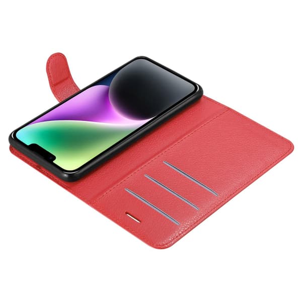 Deksel til iPhone 14 Lommebokdeksel med magnetisk lukking, stativfunksjon og kortlomme