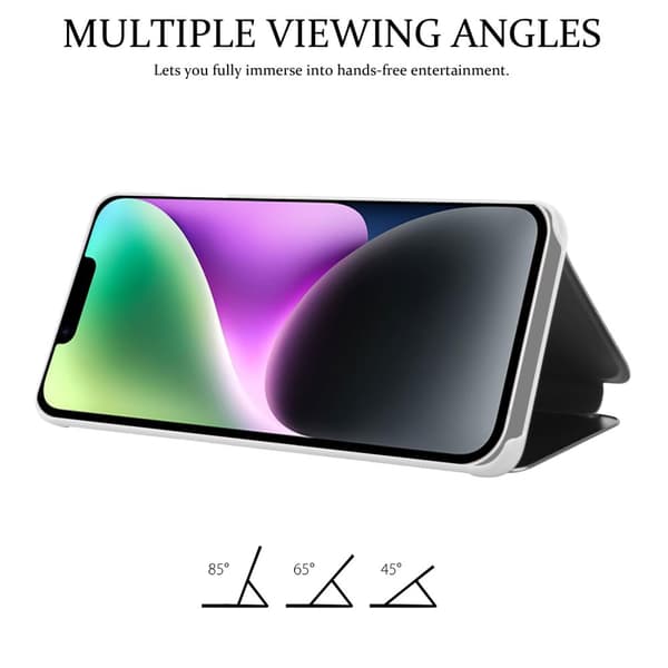 iPhone 14 PLUS Skal Plånboksfodral Clear View Mirror Skyddsomslag med standfunktion 360 graders skydd