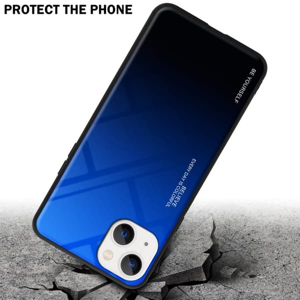iPhone 14 Skal Fodral i två färger av TPU-silikon och baksida av härdat glas Case Cover Mobilskydd