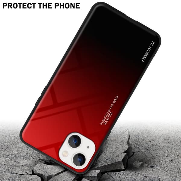 iPhone 14 Skal Fodral i två färger av TPU-silikon och baksida av härdat glas Case Cover Mobilskydd