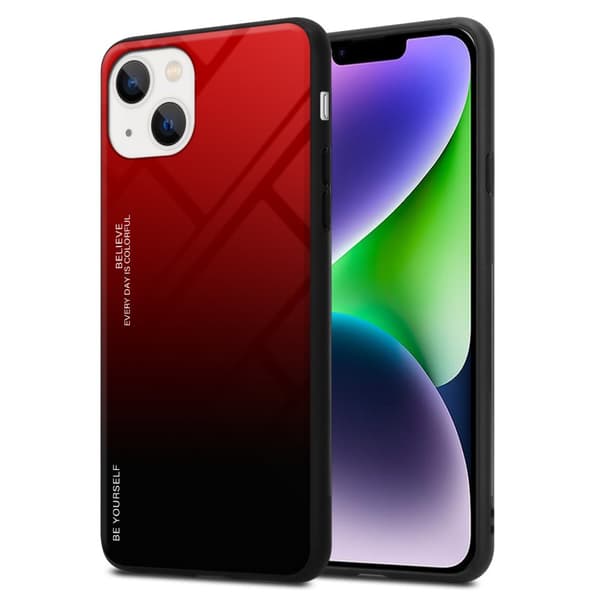 iPhone 14 Skal Fodral i två färger av TPU-silikon och baksida av härdat glas Case Cover Mobilskydd