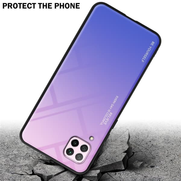 Deksel til Huawei NOVA 6 SE / P40 LITE / NOVA 7i Silikondeksel av TPU-silikon og bakside av herdet glass