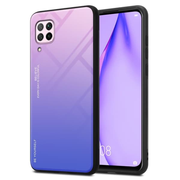 Deksel til Huawei NOVA 6 SE / P40 LITE / NOVA 7i Silikondeksel av TPU-silikon og bakside av herdet glass