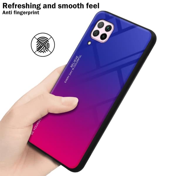 Huawei NOVA 6 SE / P40 LITE / NOVA 7i Skal Fodral i två färger av TPU-silikon och baksida av härdat glas Case Cover Mobilskydd