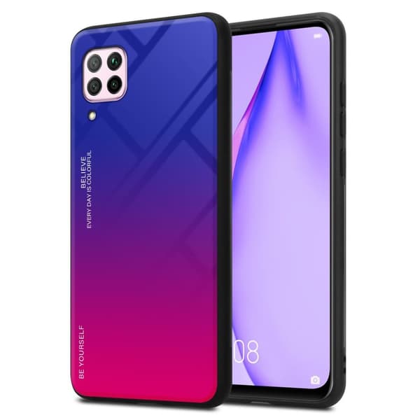 Huawei NOVA 6 SE / P40 LITE / NOVA 7i Skal Fodral i två färger av TPU-silikon och baksida av härdat glas Case Cover Mobilskydd