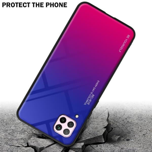 Deksel til Huawei NOVA 6 SE / P40 LITE / NOVA 7i Silikondeksel av TPU-silikon og bakside av herdet glass