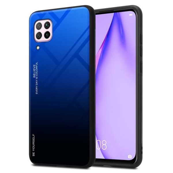 Huawei NOVA 6 SE / P40 LITE / NOVA 7i Skal Fodral i två färger av TPU-silikon och baksida av härdat glas Case Cover Mobilskydd