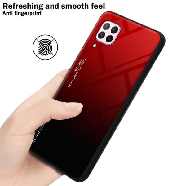 Huawei NOVA 6 SE / P40 LITE / NOVA 7i Skal Fodral i två färger av TPU-silikon och baksida av härdat glas Case Cover Mobilskydd