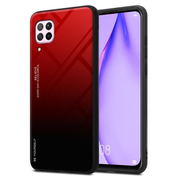 Huawei NOVA 6 SE / P40 LITE / NOVA 7i Skal Fodral i två färger av TPU-silikon och baksida av härdat glas Case Cover Mobilskydd