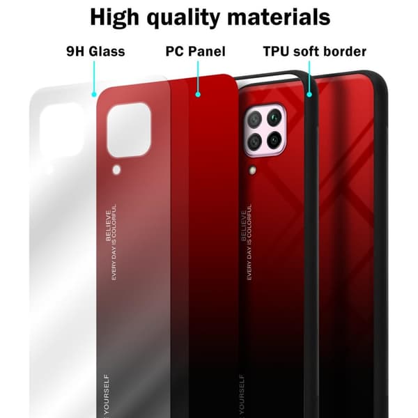 Deksel til Huawei NOVA 6 SE / P40 LITE / NOVA 7i Silikondeksel av TPU-silikon og bakside av herdet glass