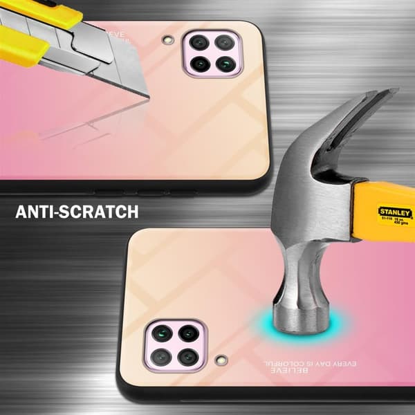 Huawei NOVA 6 SE / P40 LITE / NOVA 7i Skal Fodral i två färger av TPU-silikon och baksida av härdat glas Case Cover Mobilskydd