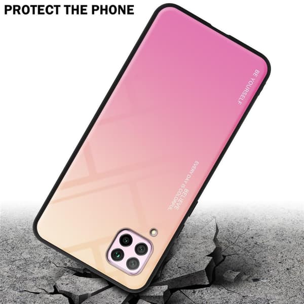 Huawei NOVA 6 SE / P40 LITE / NOVA 7i Skal Fodral i två färger av TPU-silikon och baksida av härdat glas Case Cover Mobilskydd