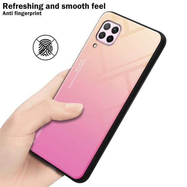 Deksel til Huawei NOVA 6 SE / P40 LITE / NOVA 7i Silikondeksel av TPU-silikon og bakside av herdet glass