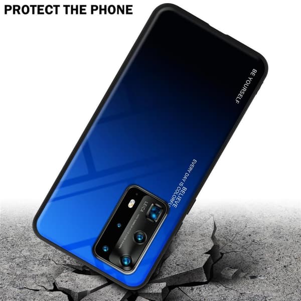 Deksel til Huawei P40 PRO / P40 PRO+ Silikondeksel av TPU-silikon og bakside av herdet glass