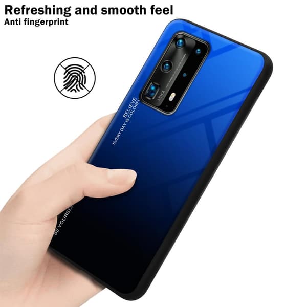 Deksel til Huawei P40 PRO / P40 PRO+ Silikondeksel av TPU-silikon og bakside av herdet glass