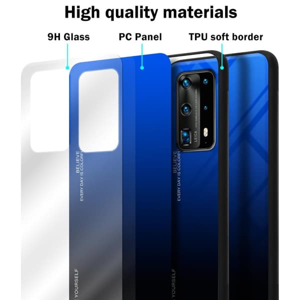 Deksel til Huawei P40 PRO / P40 PRO+ Silikondeksel av TPU-silikon og bakside av herdet glass