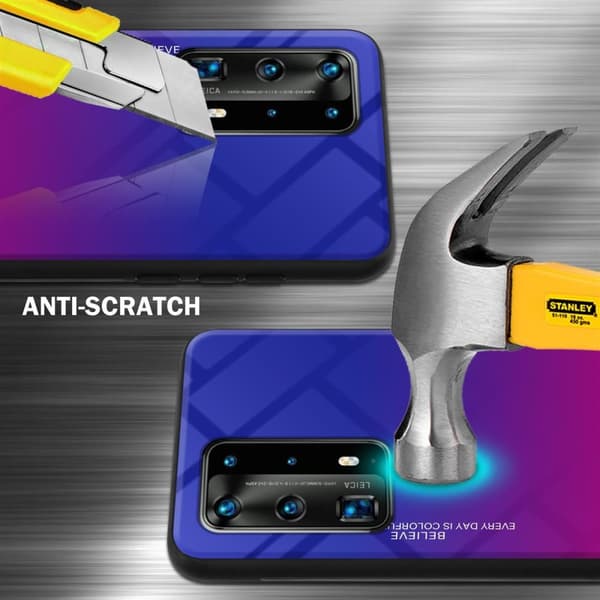 Deksel til Huawei P40 PRO / P40 PRO+ Silikondeksel av TPU-silikon og bakside av herdet glass