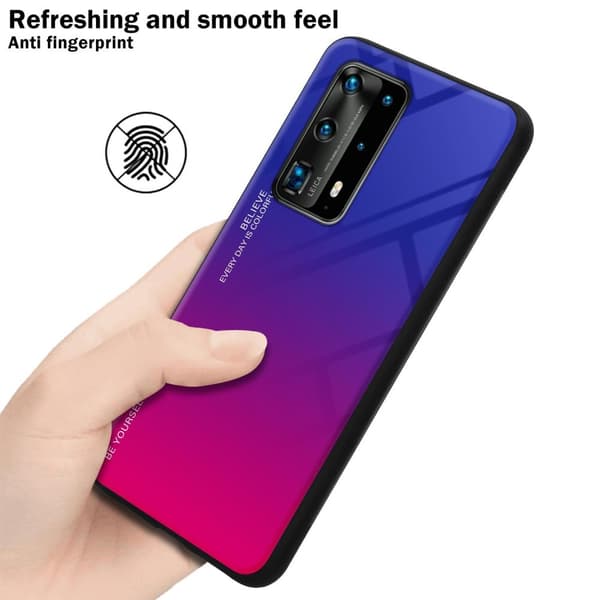 Deksel til Huawei P40 PRO / P40 PRO+ Silikondeksel av TPU-silikon og bakside av herdet glass