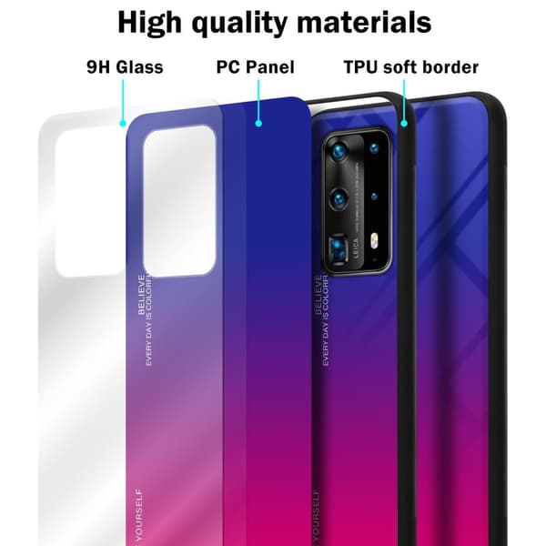 Deksel til Huawei P40 PRO / P40 PRO+ Silikondeksel av TPU-silikon og bakside av herdet glass