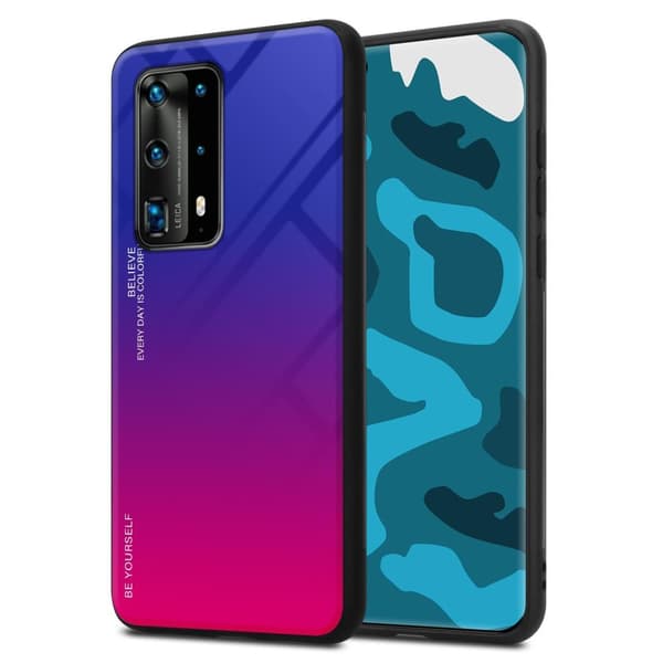 Deksel til Huawei P40 PRO / P40 PRO+ Silikondeksel av TPU-silikon og bakside av herdet glass