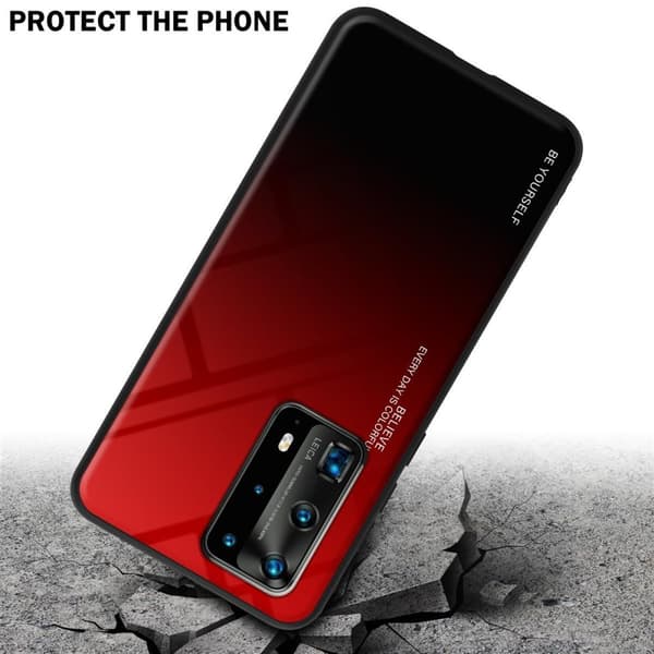 Deksel til Huawei P40 PRO / P40 PRO+ Silikondeksel av TPU-silikon og bakside av herdet glass