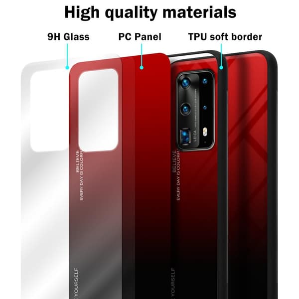Deksel til Huawei P40 PRO / P40 PRO+ Silikondeksel av TPU-silikon og bakside av herdet glass