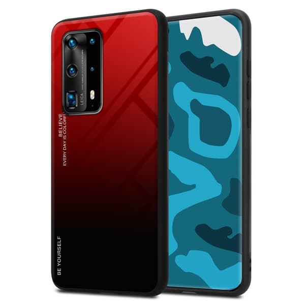 Deksel til Huawei P40 PRO / P40 PRO+ Silikondeksel av TPU-silikon og bakside av herdet glass