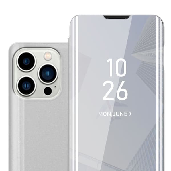 Etui for iPhone 14 PRO MAX Deksel Clear View Mirror Beskyttelsesetui med stativfunksjon 360 graders beskyttelse