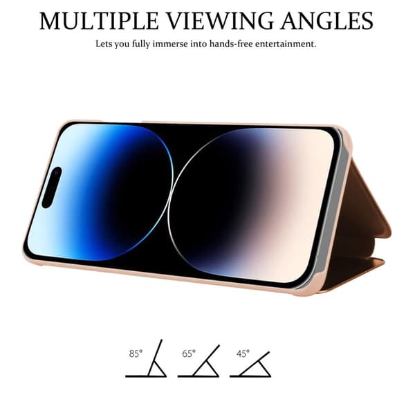 Etui for iPhone 14 PRO MAX Deksel Clear View Mirror Beskyttelsesetui med stativfunksjon 360 graders beskyttelse