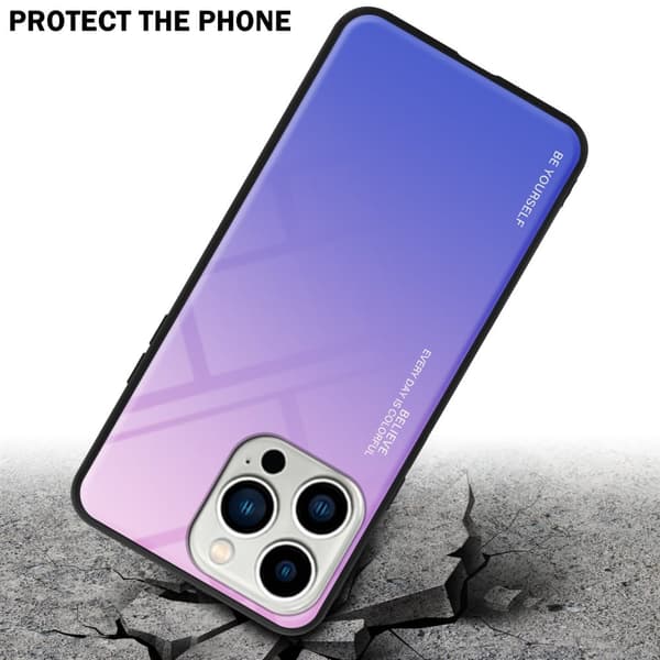 iPhone 14 PRO Skal Fodral i två färger av TPU-silikon och baksida av härdat glas Case Cover Mobilskydd