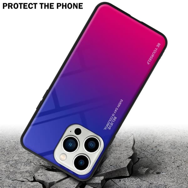 iPhone 14 PRO Skal Fodral i två färger av TPU-silikon och baksida av härdat glas Case Cover Mobilskydd