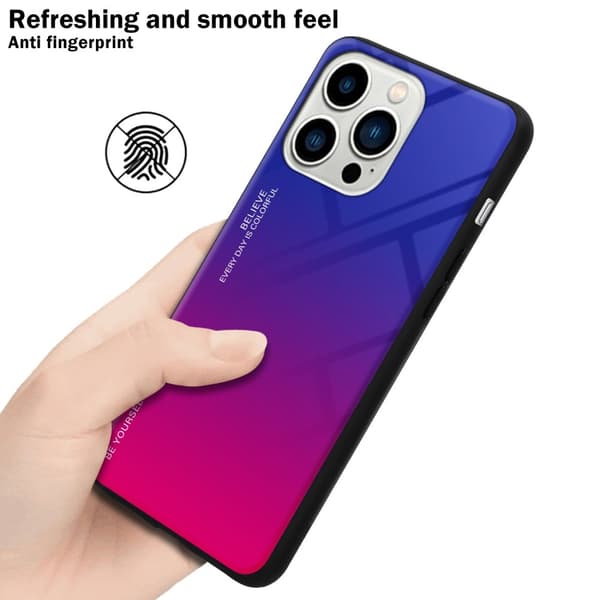 iPhone 14 PRO Skal Fodral i två färger av TPU-silikon och baksida av härdat glas Case Cover Mobilskydd