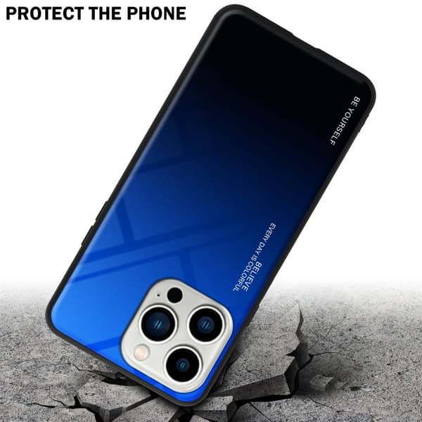 iPhone 14 PRO Skal Fodral i två färger av TPU-silikon och baksida av härdat glas Case Cover Mobilskydd