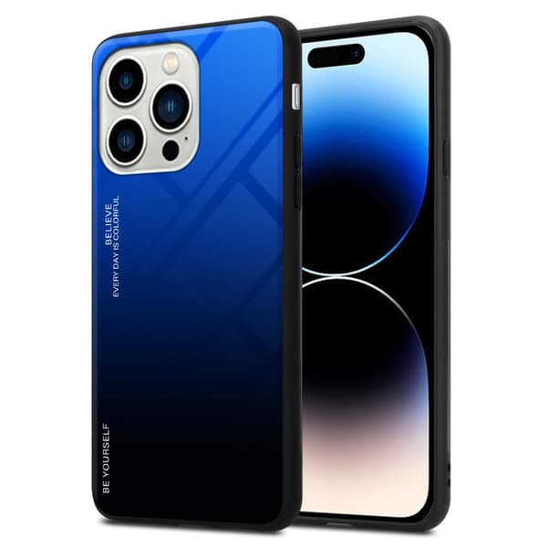 iPhone 14 PRO Skal Fodral i två färger av TPU-silikon och baksida av härdat glas Case Cover Mobilskydd