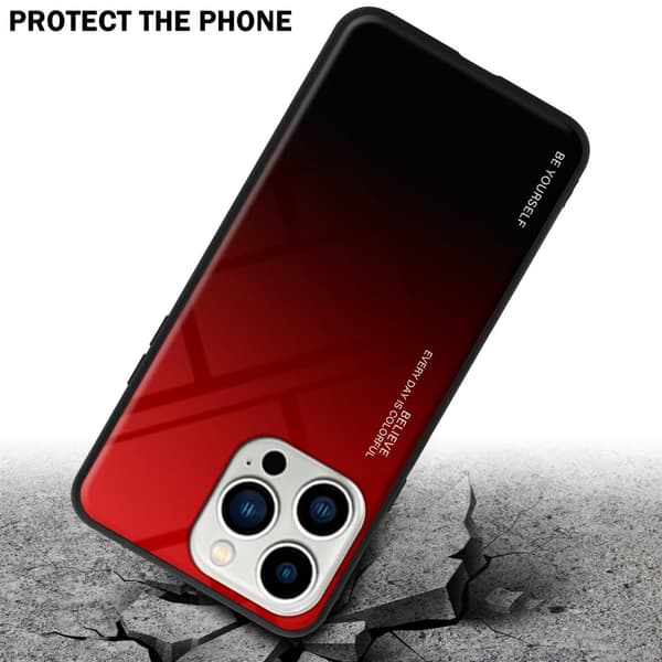 iPhone 14 PRO Skal Fodral i två färger av TPU-silikon och baksida av härdat glas Case Cover Mobilskydd