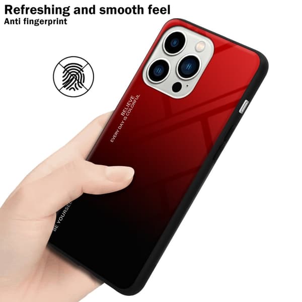iPhone 14 PRO Skal Fodral i två färger av TPU-silikon och baksida av härdat glas Case Cover Mobilskydd